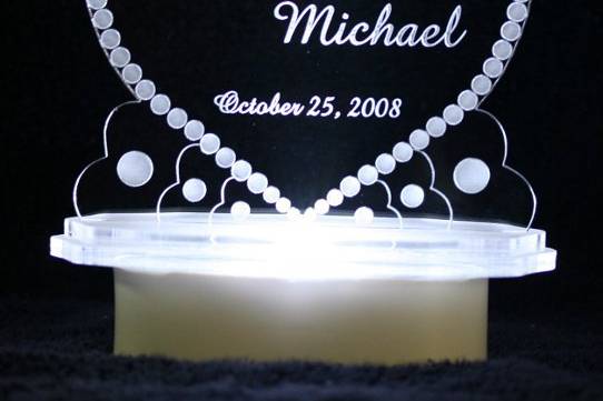 Lighted Personalized Heart Pearl Lite Cake Top