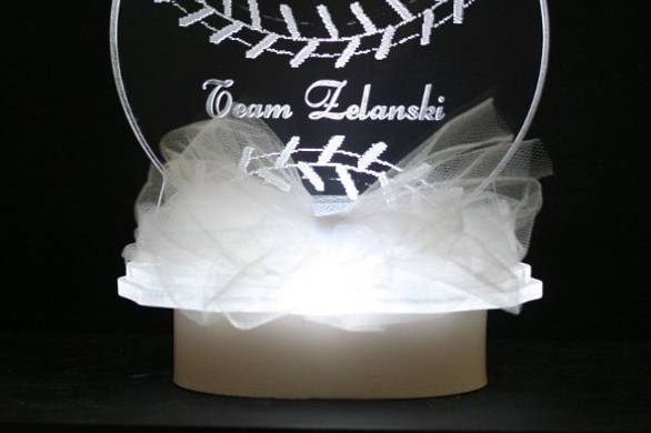 Lighted Personalized Baseball Cake Top