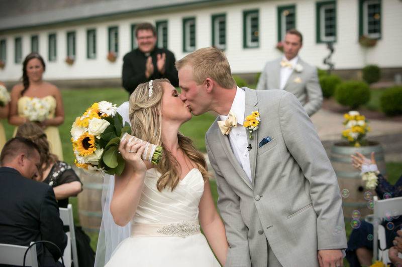 Newlyweds kiss