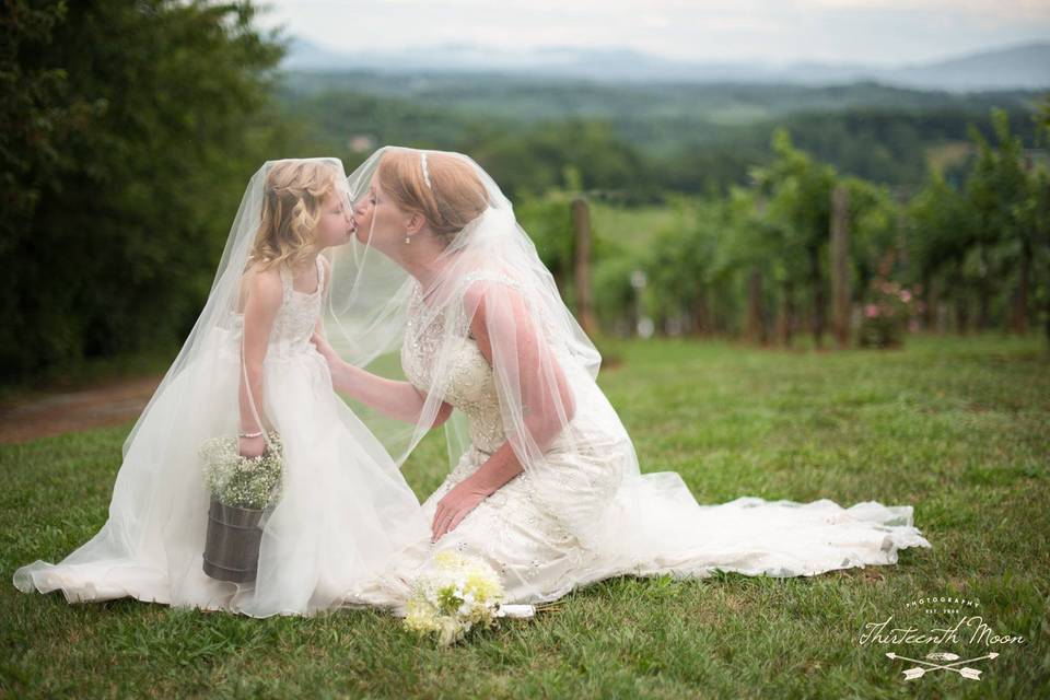 Bride with the flower girl