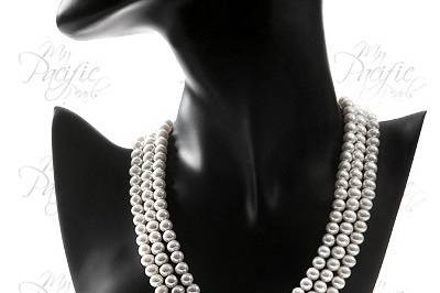 TARA ISLAND COLLECTION 8-9mm White Triple Strand Pearl Necklace