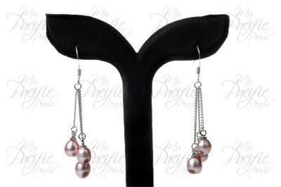 Pink / Lilac Chandelier Pearl Earrings Set in 925 Sterling Silver