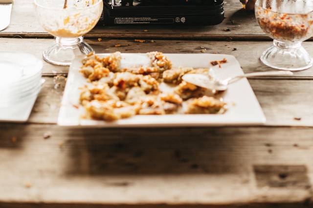 Fried green tomato station.