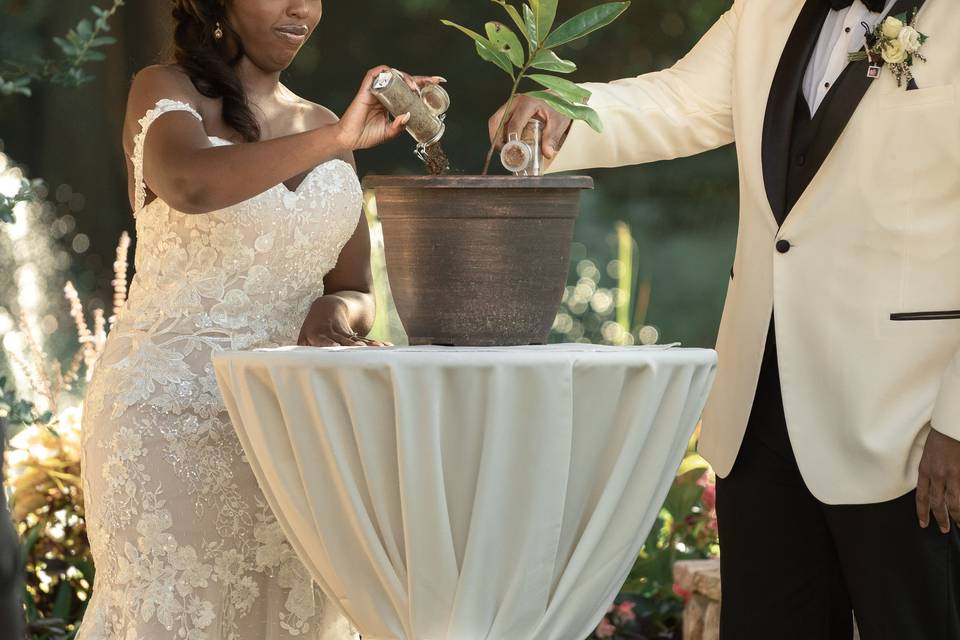 Bride and Groom with Officiant