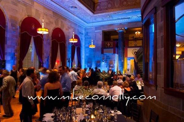 Society Room in Hartford.  Architectural Uplighting & DJ