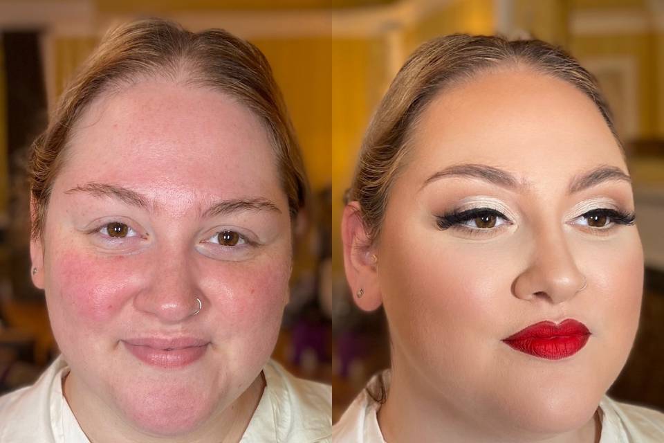 Bride Rachel before and after