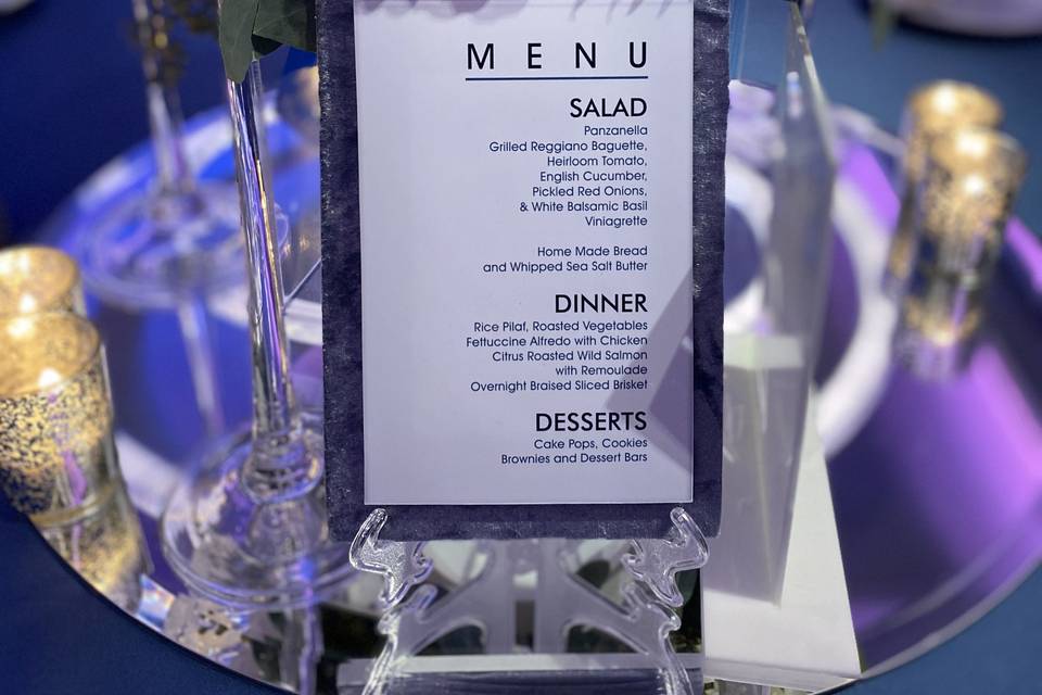 Menu card