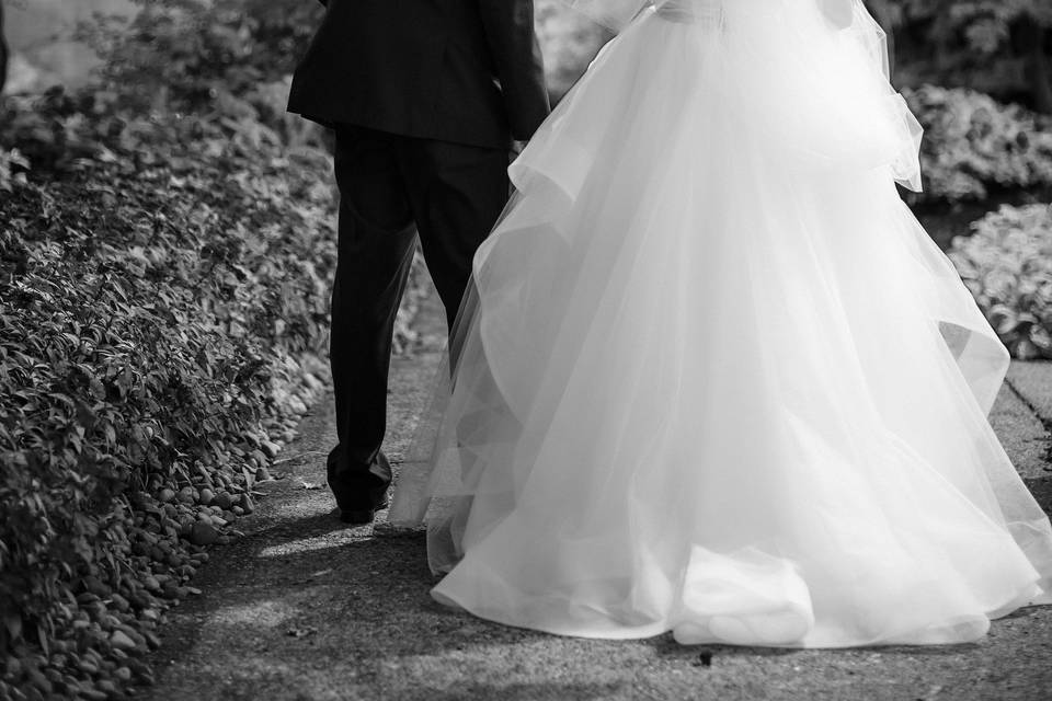 Wedding couple outside atrium