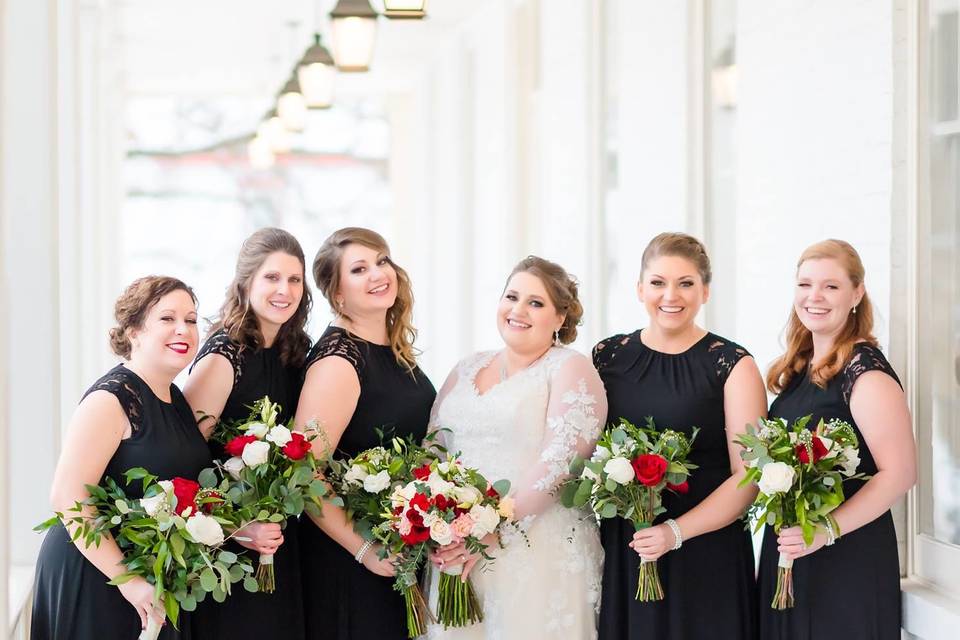White and black bridal party