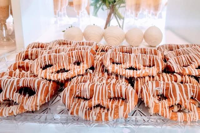 White chocolate-covered pretzels