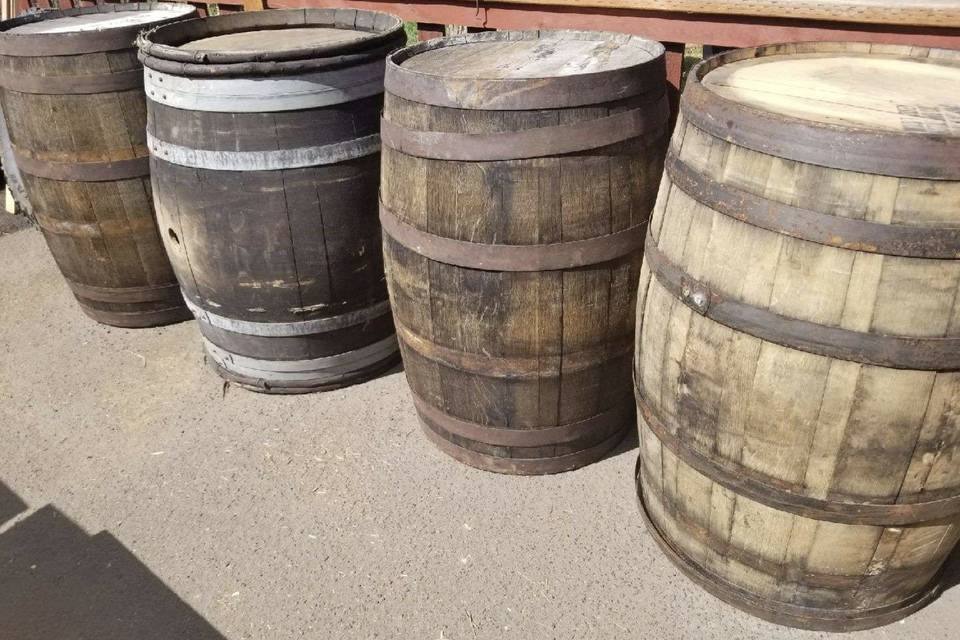 Rustic oak barrels