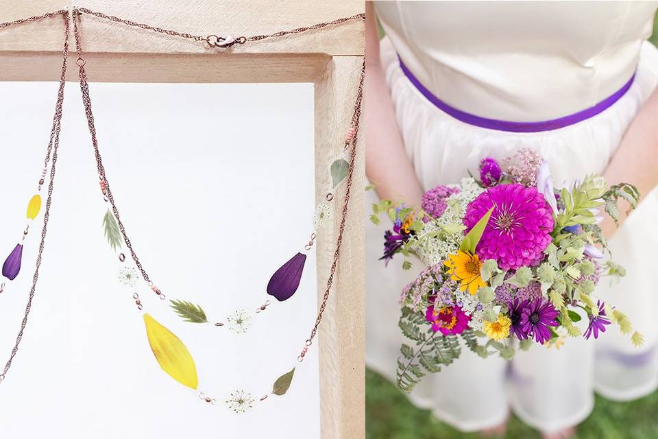 2019 before + after: wedding flowers transformed into jewelry - part o –  IMPRESSED by nature - pressed flower jewelry + bouquet preservation