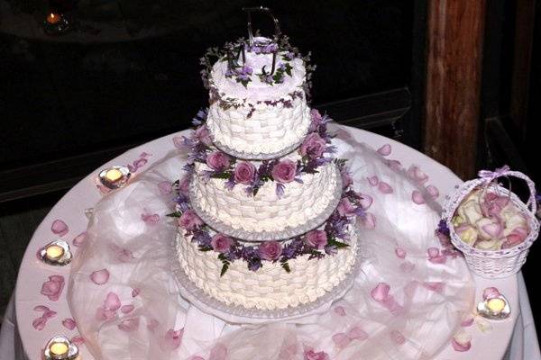 Multiple layered wedding cake