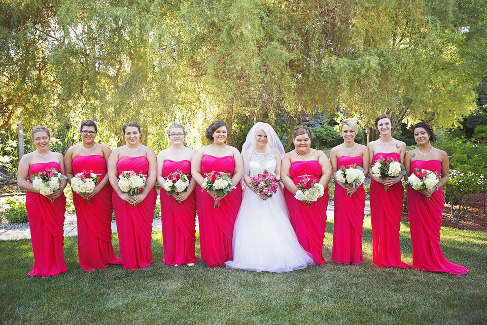 Bride and bridesmaids