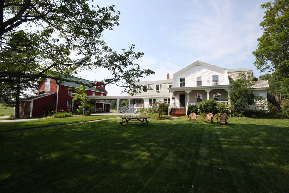 The front yard of the Inn, set far back from the road.