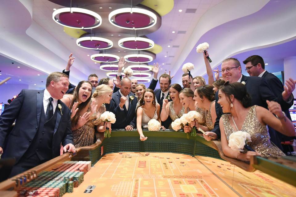 Bridal party playing craps.