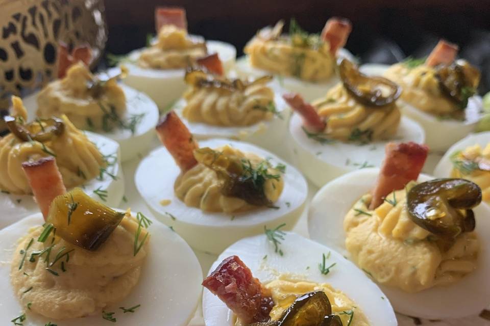 Spicy bacon deviled egg