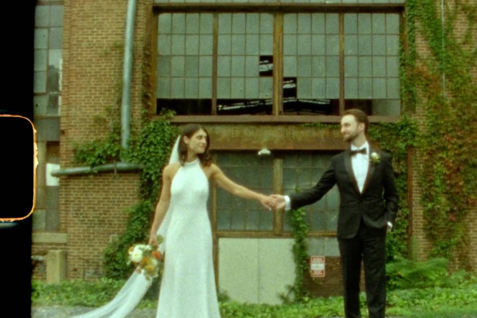 Bride and Groom Holding Hands