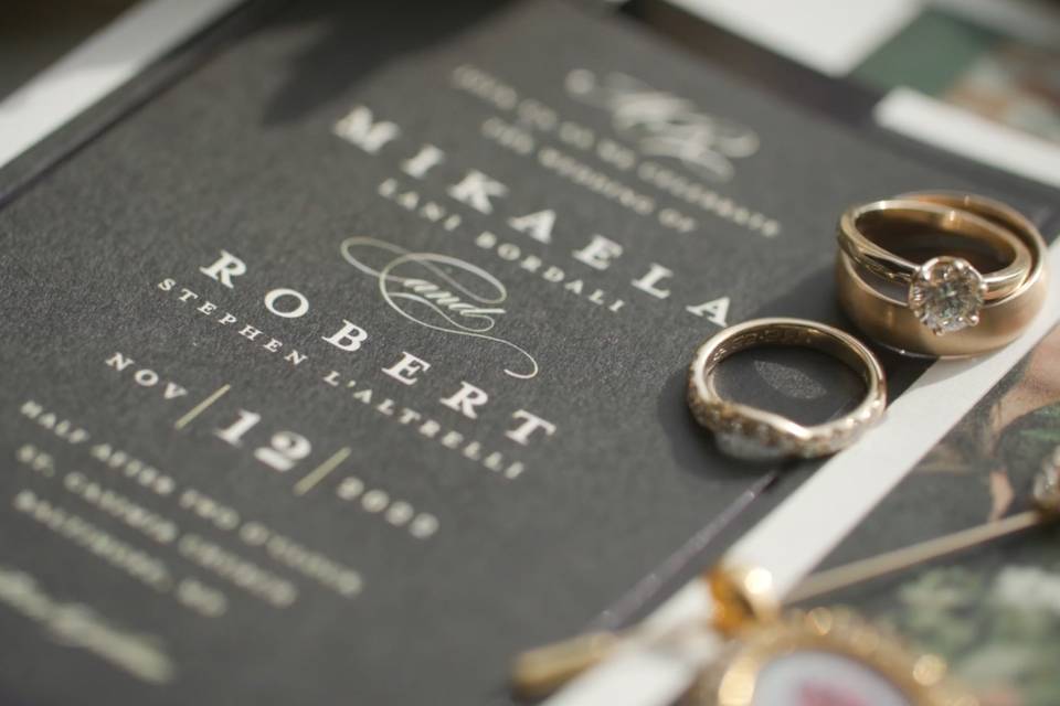 Wedding Invitation and Rings
