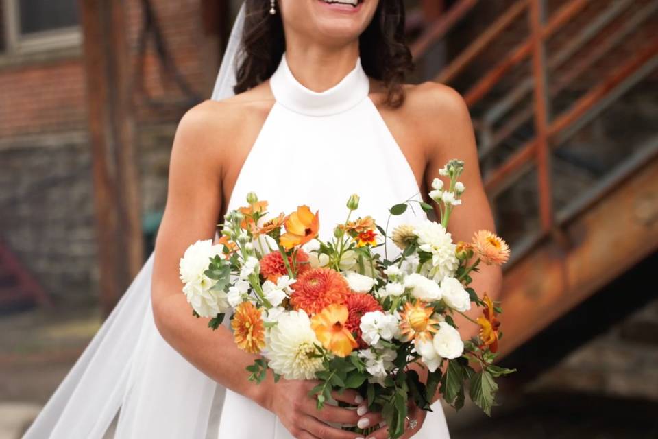 Bride and Flowers