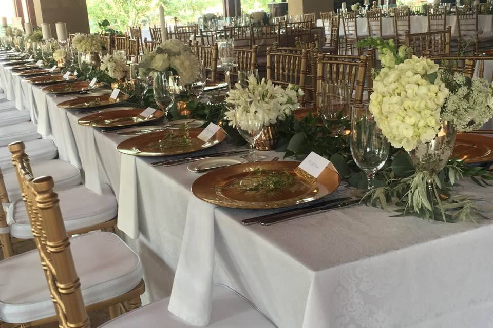 Copper plates on the table