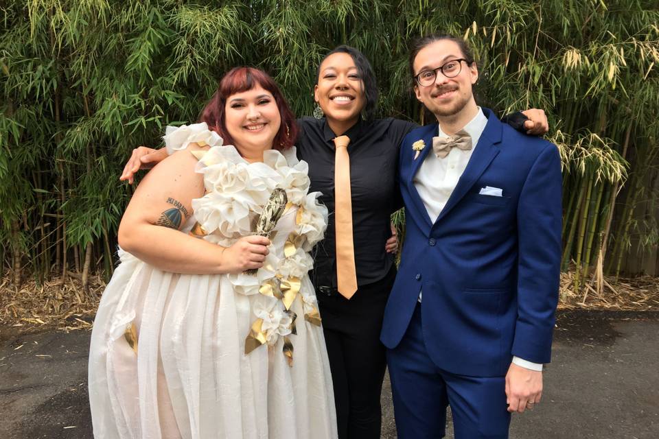Smiling with the bride and groom! (September, 2018)