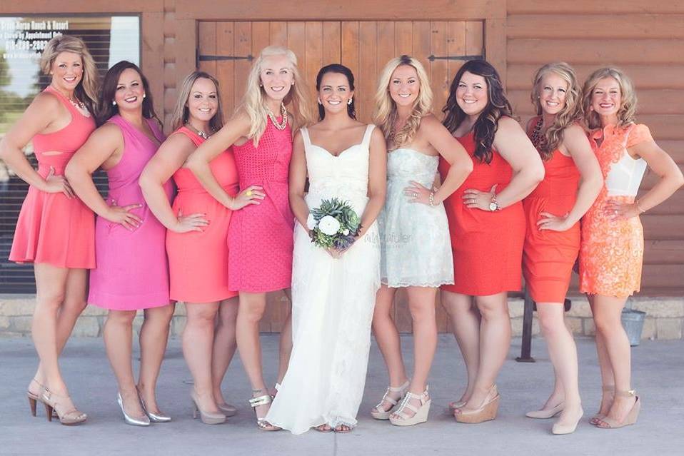 Bride and her bridesmaids