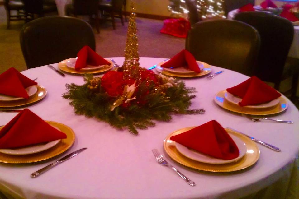 Table setup with centerpiece