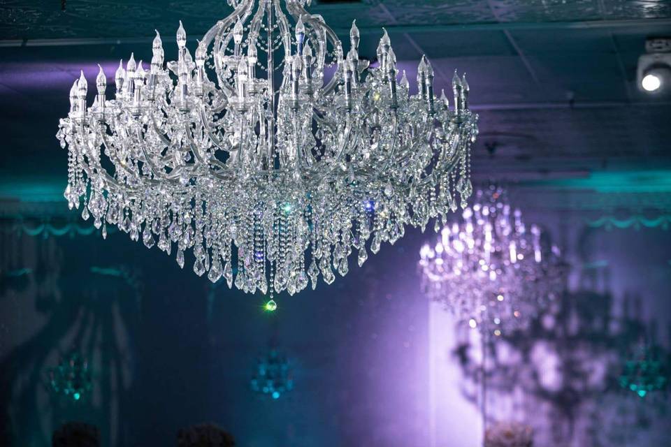 Glittering chandeliers