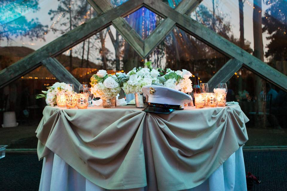 Newlywed couple table area
