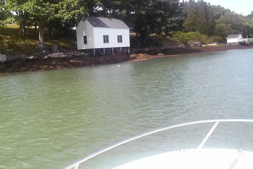 Boat house from water