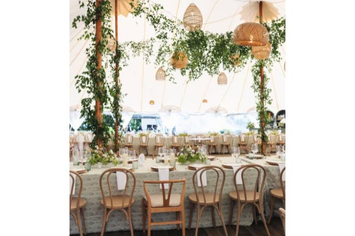 Reception tent interior setup