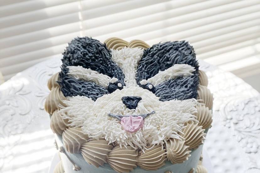 Piped Buttercream Dog Cake