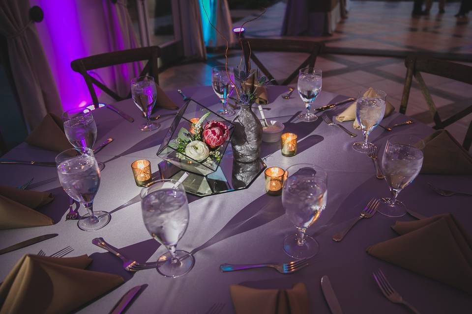 Table setup with centerpiece