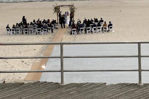 Sunny Atlantic beach wedding