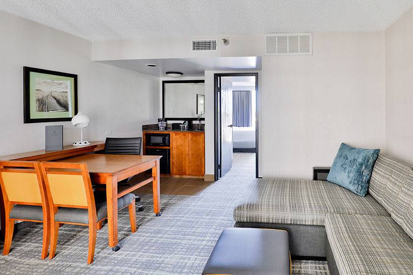 Wet bar, refrigerator, and coffeemaker