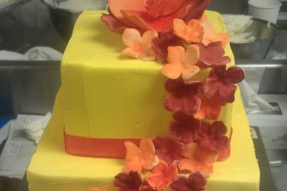 Colorful Flowers Wedding Cake