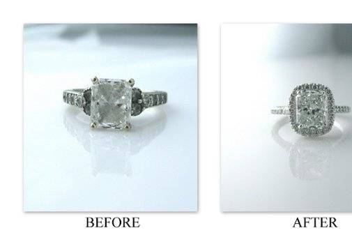 Before & After Photo of a redesigned engagement ring by The Perfect Setting