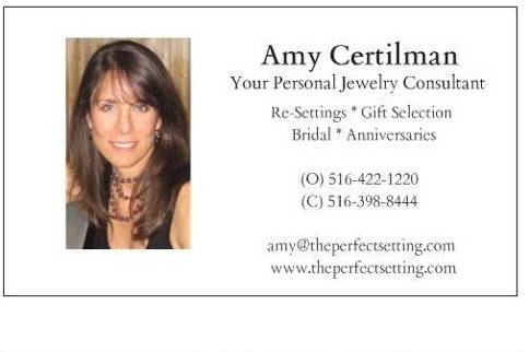 Business Card for Amy Certilman, Your Personal Jewelry Consultant.