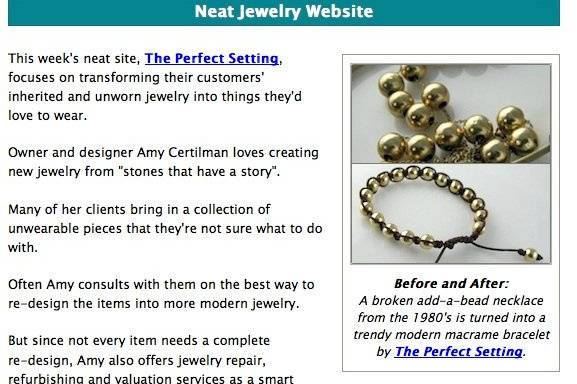 Feature Article from Jewelry Business Success News. March, 2011