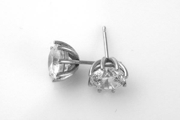 Classic six prong diamond stud earrings in platinum. Shown here with 1.25 ct diamonds. Can be made with any size stones. 1-2 week delivery.