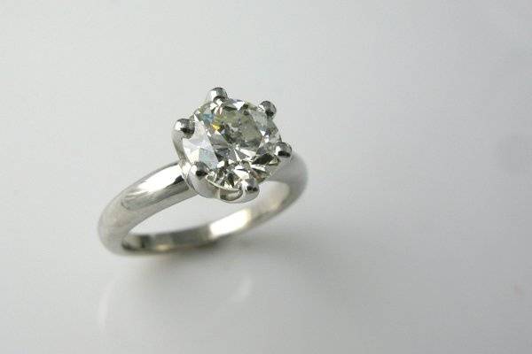 Classic Six Prong Engagement Ring. Shown here in platinum.