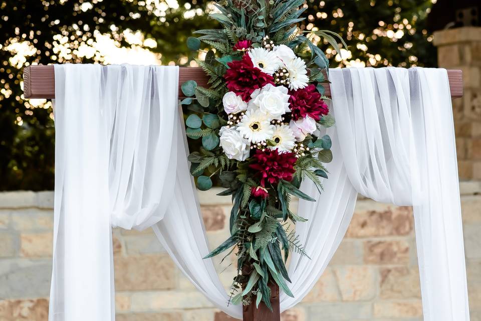 Cross with fall flowers