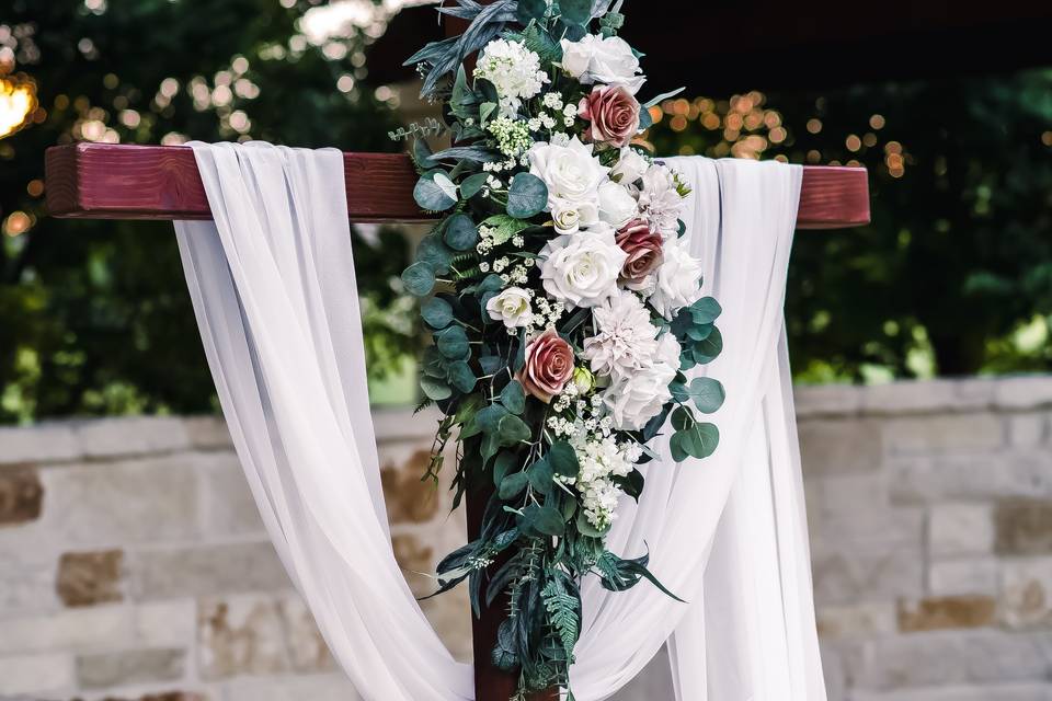 Cross with spring flowers