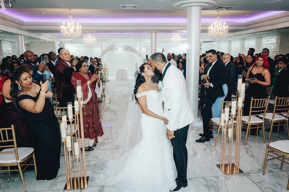 End of ceremony kiss