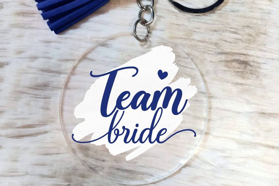 Team Bride Navy Blue Keychain
