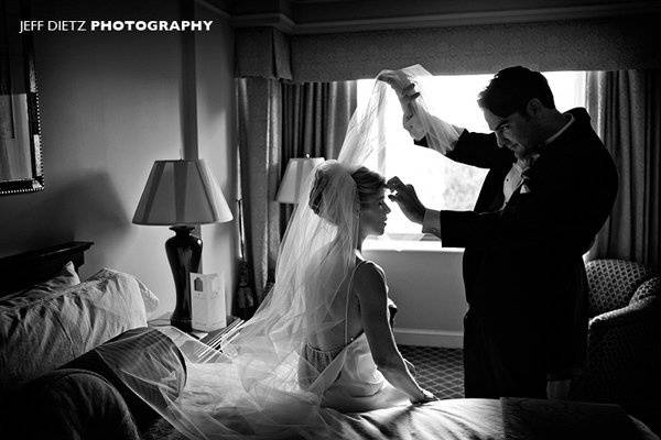 This is a natural moment of the bride getting ready in the Rittenhouse Square hotel in Philadelphia, with her 'man of honor'. This image was an award placing image with the ISPWP.