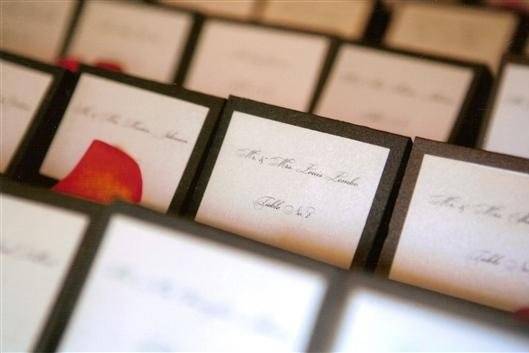 Beautiful shimmering metallic papers create elegant layered place cards.