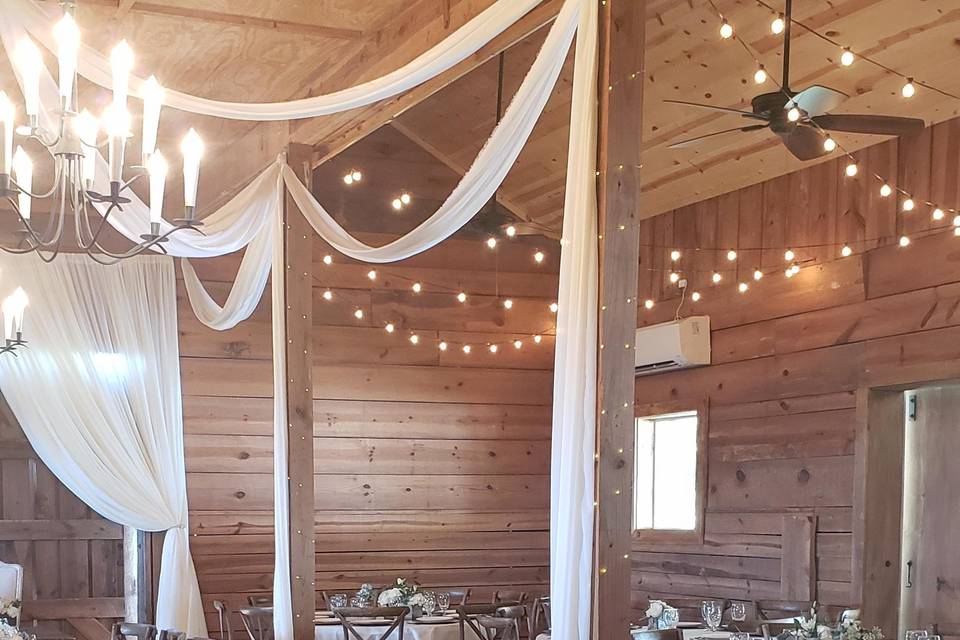 Farm tables and draping