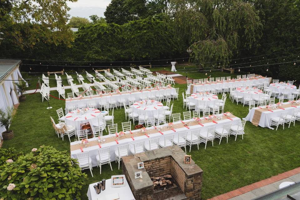 Outdoor wedding setup